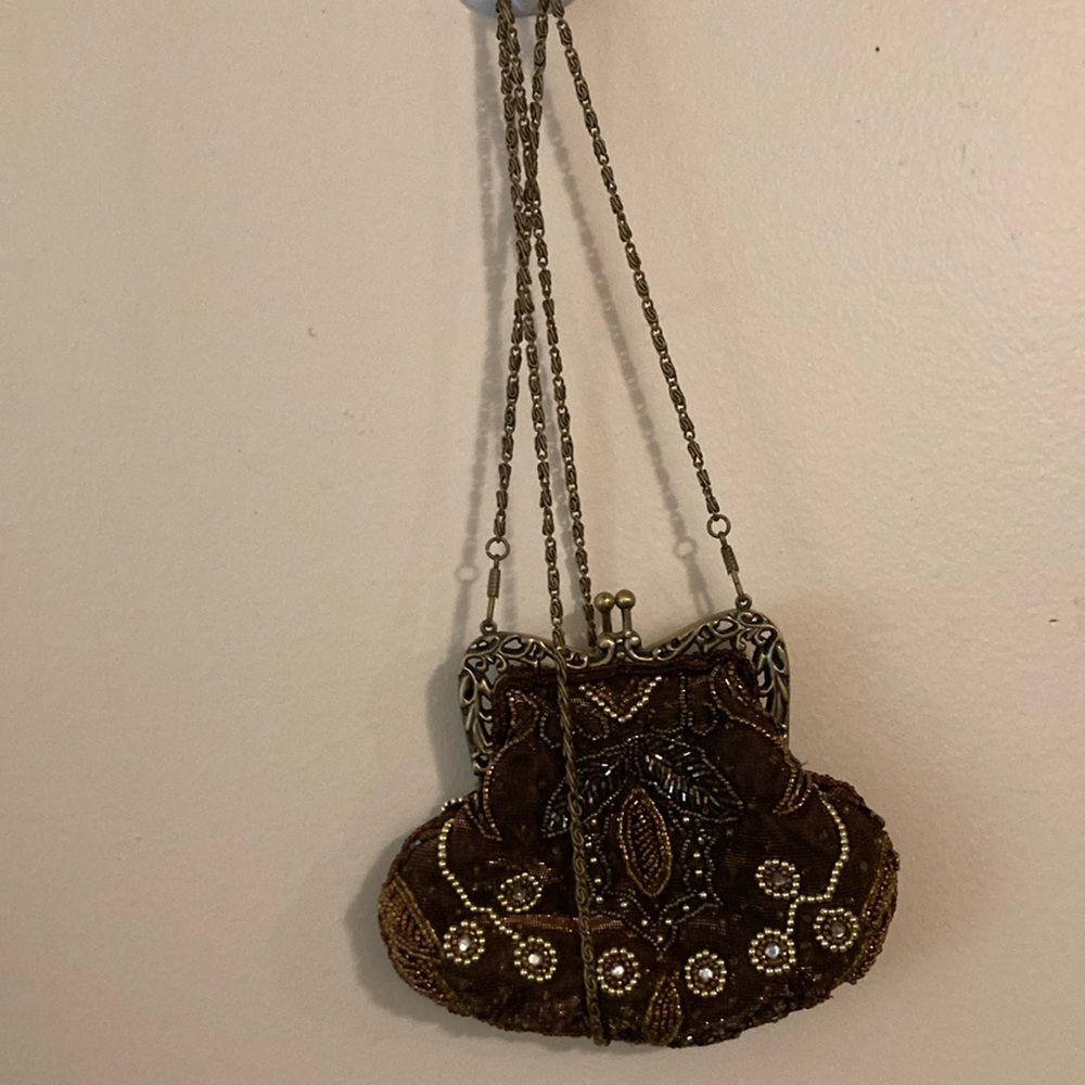 Brown beaded bag